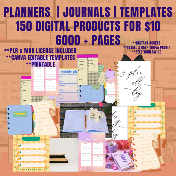 150+ PLANNERS, JOURNALS & TEMPLATES BUNDLE